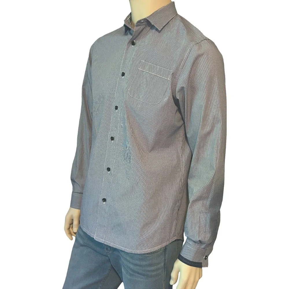 Descendant of Thieves Dres Ladro Shirt 100% Cotton Micro Gingham Check Excellent - Picture 8 of 15